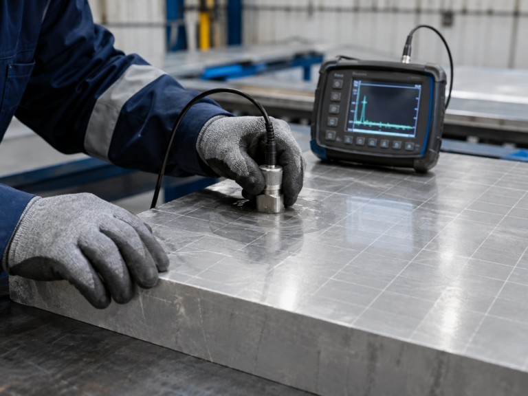 Ultrasonic testing of aluminum plate with a pulse-echo probe