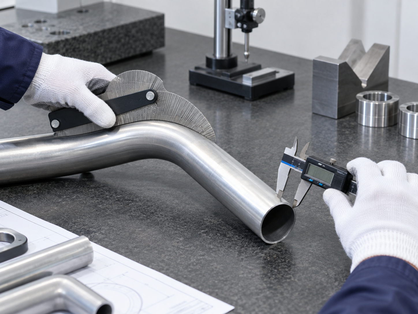 Inspection of aluminum tube bend radius and outside diameter