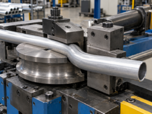 Aluminum tube bend radius formed with rotary draw tooling